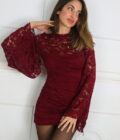 Vestido Encaje Mangas Campana