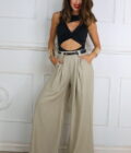 Pantalon Efecto Lino Cinturón